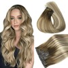 Worldstar Clip in Hair Extensions Human Hair 6Pcs #3/8/22 Walnut