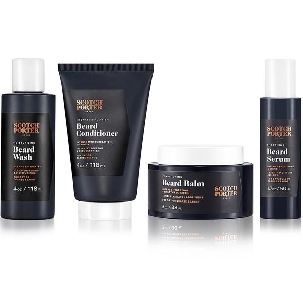 Scotch Porter Miami Duppy Beard Collection | Includes Beard Wash, Beard Conditioner, Beard Balm, and Beard Serum | Formulated with Non-Toxic Ingredients, Free of Parabens, Sulfates & Silicones | Vegan