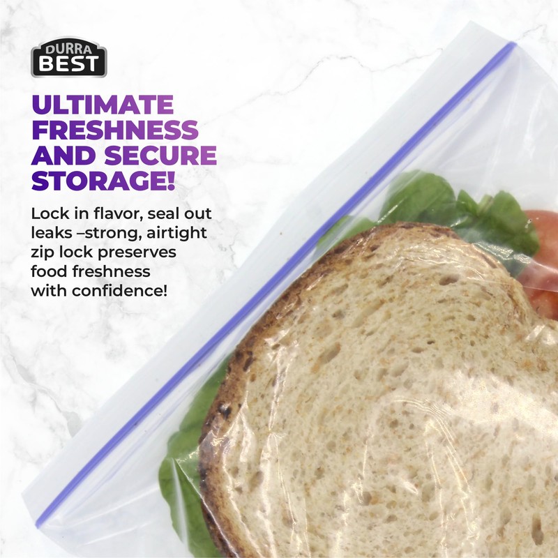 Sandwich Zip Bags - 400 Count -Freezer Safe, Leak-Proof, Strong