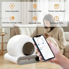 Automatic Cat Litter Box with Self-Cleaning – 65L Hopper, 9L Waste Space – Smart WiFi App, Odor-Free & Quiet – Enclosed Catbox for Multi-Cat Homes, Safe & Maintenance-Free