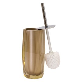Faceted Toilet Brush, Durable Resin, Discreet Design, Stainless Steel Handle, for Stylish Bathroom Decor, Bronze, 4x16, Sold Individually