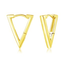 Cangall Silver Hoop Earrings for Women, 925 Sterling Silver Triangle Shaped Hoop Earrings, Fashion Unisex Small Gold Triangle Hoop Earrings, Hypoallergenic Cartilage Sleeper Gold Earrings for Girls