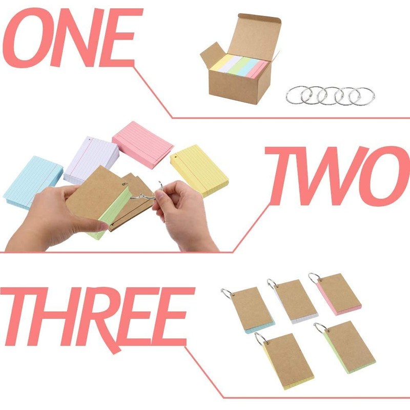 Koogel A8 Small Revision Cards, 500PCS Index Cards Flash Cards