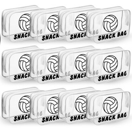Yeyeplum 12 Pcs Volleyball Snack Bags for Team Gifts Goodie Snack Treat Candy Pouch Bags Clear PVC Waterproof with Zipper Party Favors for Team Ground Birthday Gifts Sport Supplies