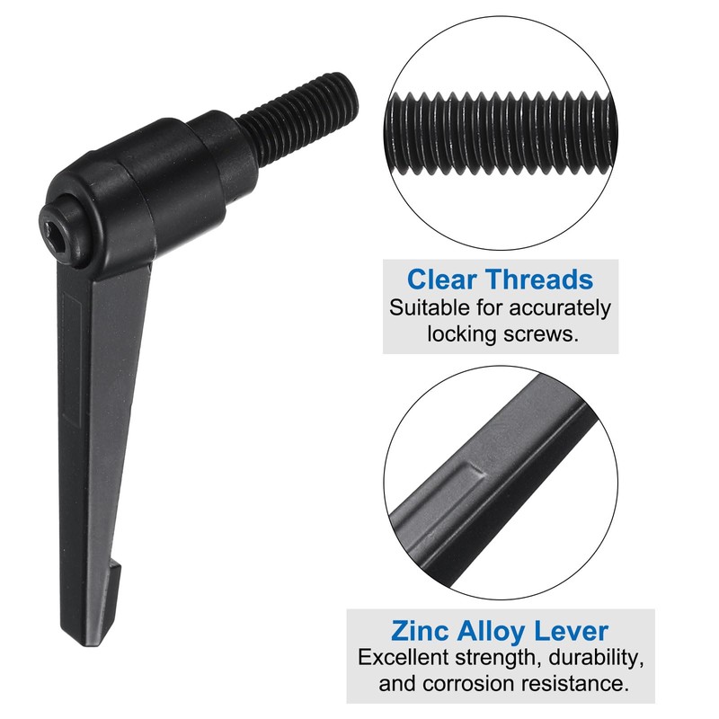 sourcing map 2pcs Lever Adjustable Handles M10 x 25mm Metric