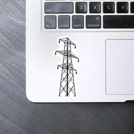Medium 100mm 'Electric Pylon' Permanent Sticker Decal for Cars/Windows/Bins/Walls etc (DW00112669)