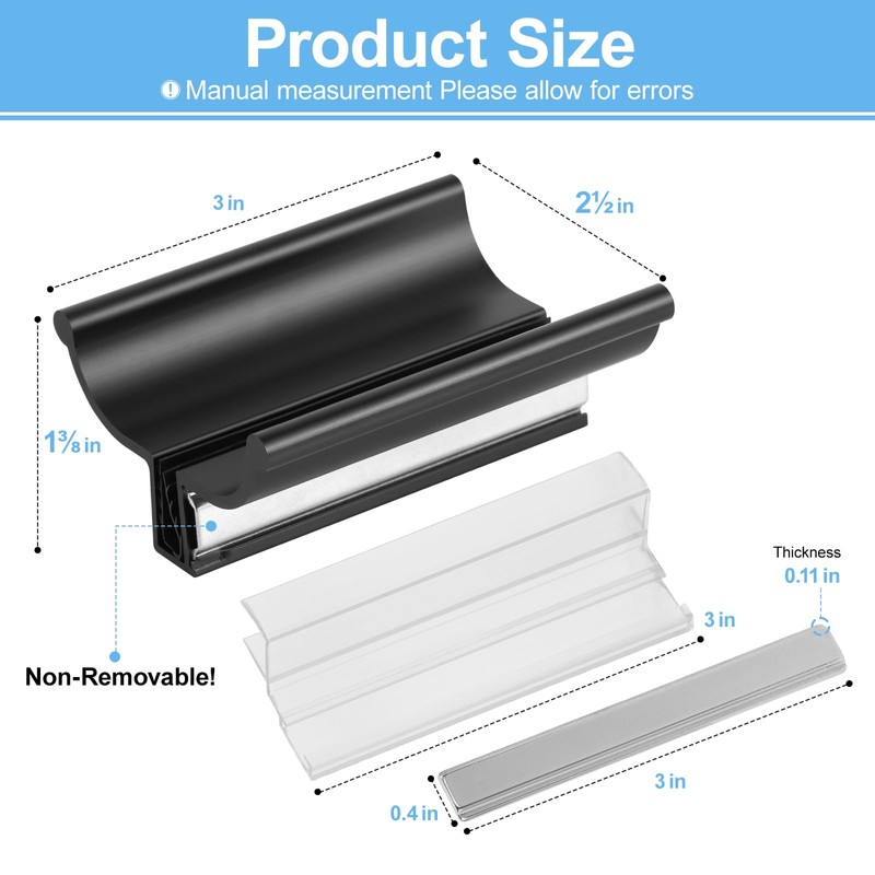 Shower Door Magnet 3" Black Frameless Shower Door Handle