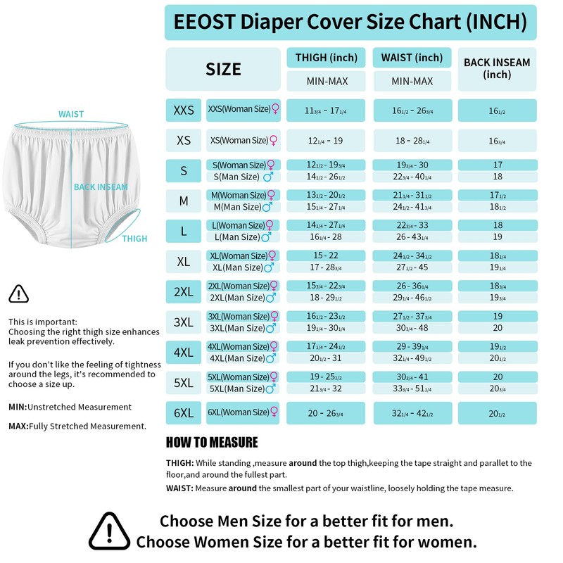 EEOST Adult Diaper Cover for Incontinence Noiseless Leak-Protection Underwear Plastic