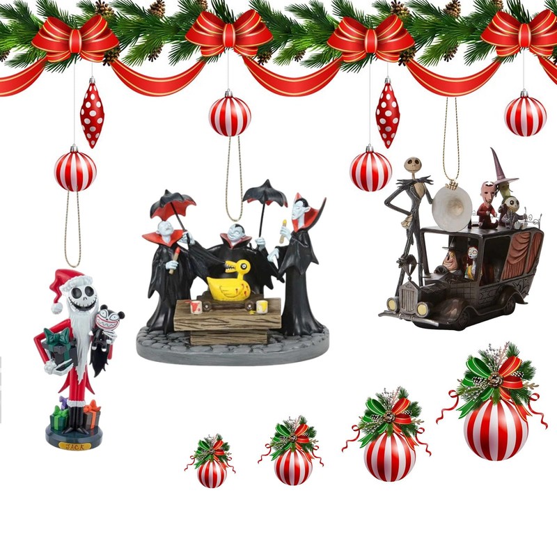 Gyoungt Nightmare Christmas Ornament Decorations, 8PCS Stocking Cap Funny Santa