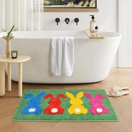 Vanleonet Easter Bathroom Rugs, Cute Bunny Easter Mat for Easter Bathroom, Farmhouse Bath Mats, Holiday Decorations Non Slip 30x20 Inches