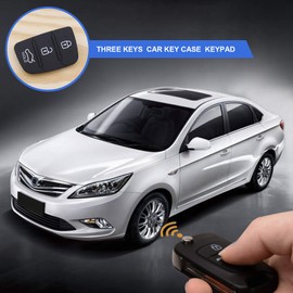 Set of 2 3-button car remote control key fob keypads rubber black insert keyboards for the replacement part of the key shell