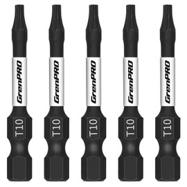 GRENPRO Screwdriving Power Bits T10-2IN*5pcs,Torx Head Bit Set ，2" Long High Impact Tough Magnetic #10 Drill Bit，1/4" Hex Shank S2 Alloy Steel Star Bits Set