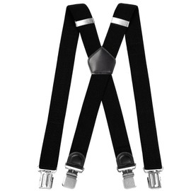 INYEEXUP Men's Braces Extra Strong with 4 Extra Strong Clips, Braces for Men Wide 3.5 cm, Braces Adjustable X Shape with Additional Length for Large or Heavy People, black
