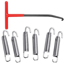 Motorcycle Exhaust Pipe Spring Puller Tool Set-1pc T Shaped Handle Spring Puller Installer Removal Hooks Tool and 6 Pcs 65mm Motorcycle Exhaust Pipe Springs (Red)