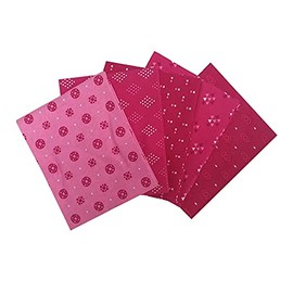 Essential Trends Fat Quarters - Pack of 5 (100% Cotton, Ideal for Patchwork, 7 Colours to Choose From) (Pink)