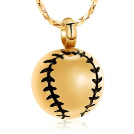 AIWENXI Baseball Urn Necklaces for Ashes Cremation Jewelry Baseball Cross Urns Necklaces Pendant Stainless Steel Human Ash Holder Pendant Jewelry Sport Lover Memorial Keepsakes Urns Locket, Stainless