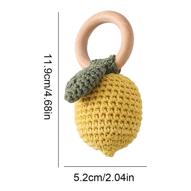 Gum Massage Interactive Crochet Fruit Teether Soothing Hand Rattle Sensory