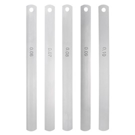 sourcing map 5 Blades Metric Steel Feeler Gauge Set, 0.06mm-0.1mm Thickness Filler Gauge, Offset Valves, Guitar Gauge Gage Measuring Tool, for Gap Width Thickness Measuring