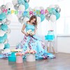 100pcs Teal Blue White Silver Confetti Balloons, 12inch Turquoise, White,
