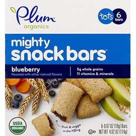 Plum Organics Mighty 4 Essential Nutrition Bars, Blueberry with Carrot, 0.67 Ounce, 6 Count
