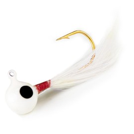 Dr.Fish 10 Pack Crappie Jig Heads Marabou Feather Jigs Freshwater, Round Ball Swimbait Fishing Hooks for Walleye Crappie Panfish Trout Lure Fishing White,1/24oz