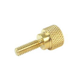 10 Pack 8-32 x 1/2 Inch Threads Solid Brass Diamond Knurled Thumb Screws Knobs with Straight Shoulders Right-Hand Threads SAE Flat Tip Uncoated (8-32 x 1/2 inch Long Threads)