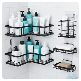 5-Pack Rustproof Stainless Steel Adhesive Shower Caddy Set