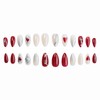 MERVF Press on Nails Medium Almond Fake Nails Red Heart