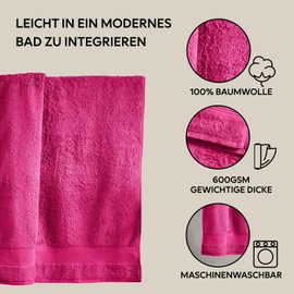 NEXT Home Egyptian Cotton Hand Towels - 100% Cotton Pink Bright Hot 4 Pack Hand Towels