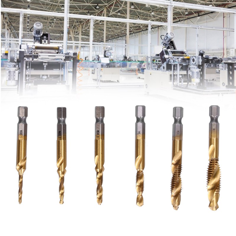 6Pcs Hex Shank Drill High Speed Steel Tap Chamfer Spiral