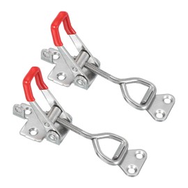 PATIKIL Toggle Latch Clamp 4002 Style, 2 Pcs Stainless Steel Adjustable Toggle Clamps Quick Release Smoker Pull Hasp Latches with Lock Hole 396Lbs Bearing for Box Lid Jig, Silver