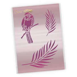 Parrot and Palm Fronds Stencil - Tropical Bird & Foliage Craft/Airbrush Stencil by CraftStar