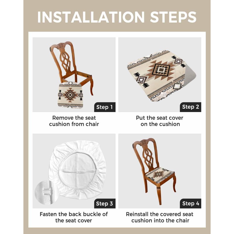 Homechoid Boho Western Chair Seat Covers for Dinning Room 4