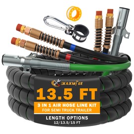 XaXmTee 13.5 FT Semi Truck Air Lines Kit 3IN1 Trailer Cord and Air Brake Hoses Assembly Without Rubber Gladhand Handles for Semi Truck Trailer Tractor