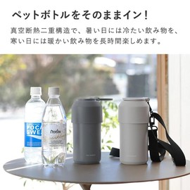PET Bottle Holder, Cold Insulation, Pet Bottle Cooler, Cold Holder, Shoulder Insulation, Double Wall Structure, Shoulder Bottle/bon Moman (Charcoal, One Size)
