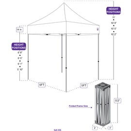 Impact Canopy 5' x 5' Pop-Up Canopy Tent, Lightweight Powder-Coated Steel Frame, Straight Leg, Red