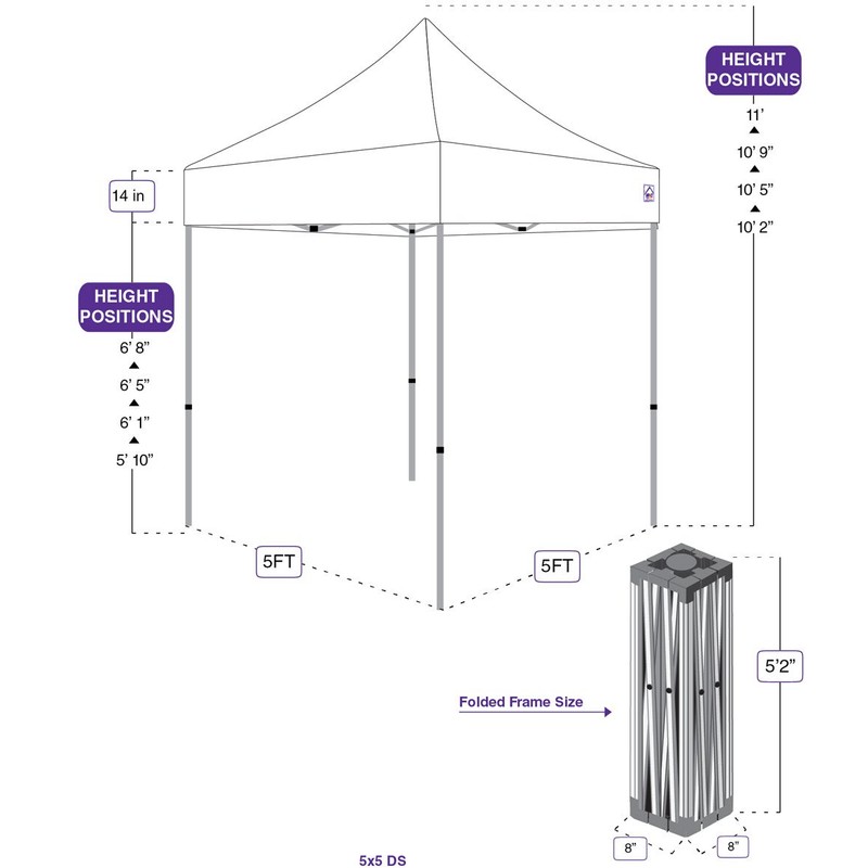 Impact Canopy 5' x 5' Pop-Up Canopy Tent, Lightweight Powder-Coated