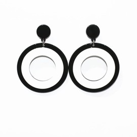 Punk Acrylic Spiral Circle Flowers Drop Earrings White Black Geometric Striped Checkered Dangle Earrings for Women Party Jewelry-hollow white