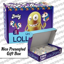 Unicorn Lollipops Individually Wrapped - 12 Unicorn Shaped Candy Suckers for Unicorn Party Favors, Unicorn Birthday Party, Unicorn Party Supplies, Unicorn Themed Baby Shower, Goodie Bags