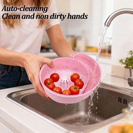 Spin Shape Automatic Vegetable Washing Household Fruit Drain Basket Reusable Kitchen Clean