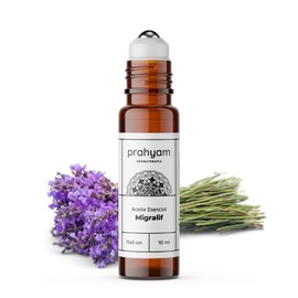 Aceite Esencial Migralif - Roll On 10 ml - Para Migrana, Migraine Relief y Tensión de Cabeza - Aroma a Lavanda y Menta - Aromaterapia Natural y Relajante - Esencias Flor Essence - PRAHYAM AYURTHECARY