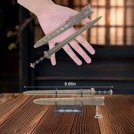 Ancient Sword Letter Opener with Sheath and Display Stand, Decorative Letter Opener Sword Desk Decor, Mail Open Tool Envelope Slitter Opening Tool Office Mail Supplies