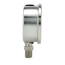 CARBO Instruments - Medidor de presión de acero inoxidable de doble visualización (-30 Hg/0 psi/kPa) -2 glicerina de 1-2 pulgadas llenado de líquido de agua, aire y gas con lente de policarbonato y conexión de latón, montaje inferior NPT de 1/4 pulgadas