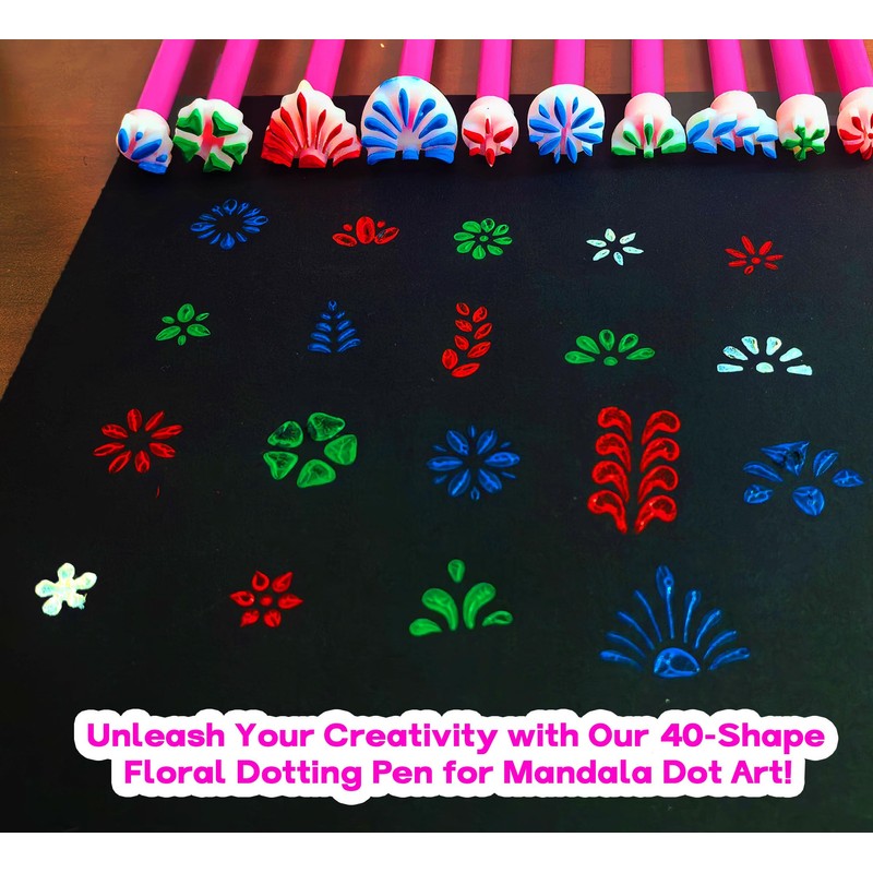 DAFENCHI 40 Shapes Flower Dotting Tools for Mandala Painting, Floral