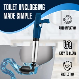 Electric Power Air Toilet Plungers-Pump Gun,Heavy High Pressure Blasters for Kitchen Sink and Bathroom Drain,are The Best unclogger Tools as Clog removers for Pipes and Toilets（Cornflower Blue）
