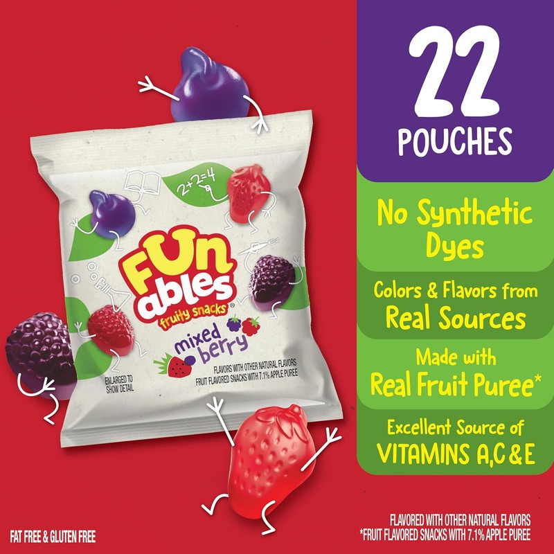 Funables Fruity Snacks, Mixed Berry Flavored Snacks, 0.8 oz 22