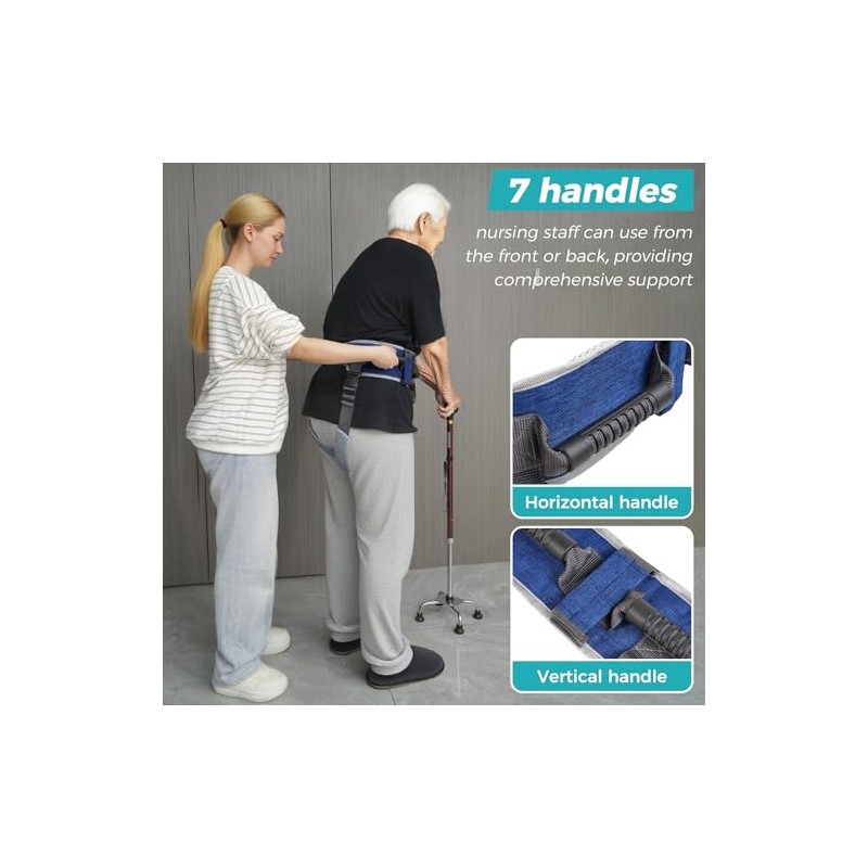 Gait Belt, Safety Gate Transfer Belt for Seniors with 7