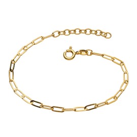 Dew Gold Plated Paperclip Link Chain Bracelet – Sterling Silver, Modern Oval Link Stacking Wristwear for Women