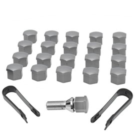 20 x Mother of Pearl Silver Wheel Bolt Caps SW17 Wheel Nut Caps Universal Plastic Caps Covers – Suitable for All Car Wheel Bolts Wheel Nuts with Spanner Width 17 Made in Germany