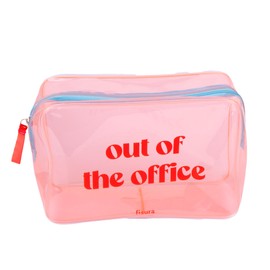 Fisura – Beauty case trasparente "out of the Office" rosa. Beauty case da viaggio grande da 3 litri per vacanze o vacanze. Beauty case da spiaggia trasparente.